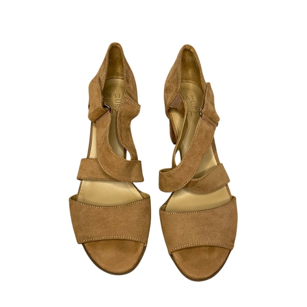 Naturalizer Tan Suede Block Heel Sandals Size 10 Comfort Strappy
